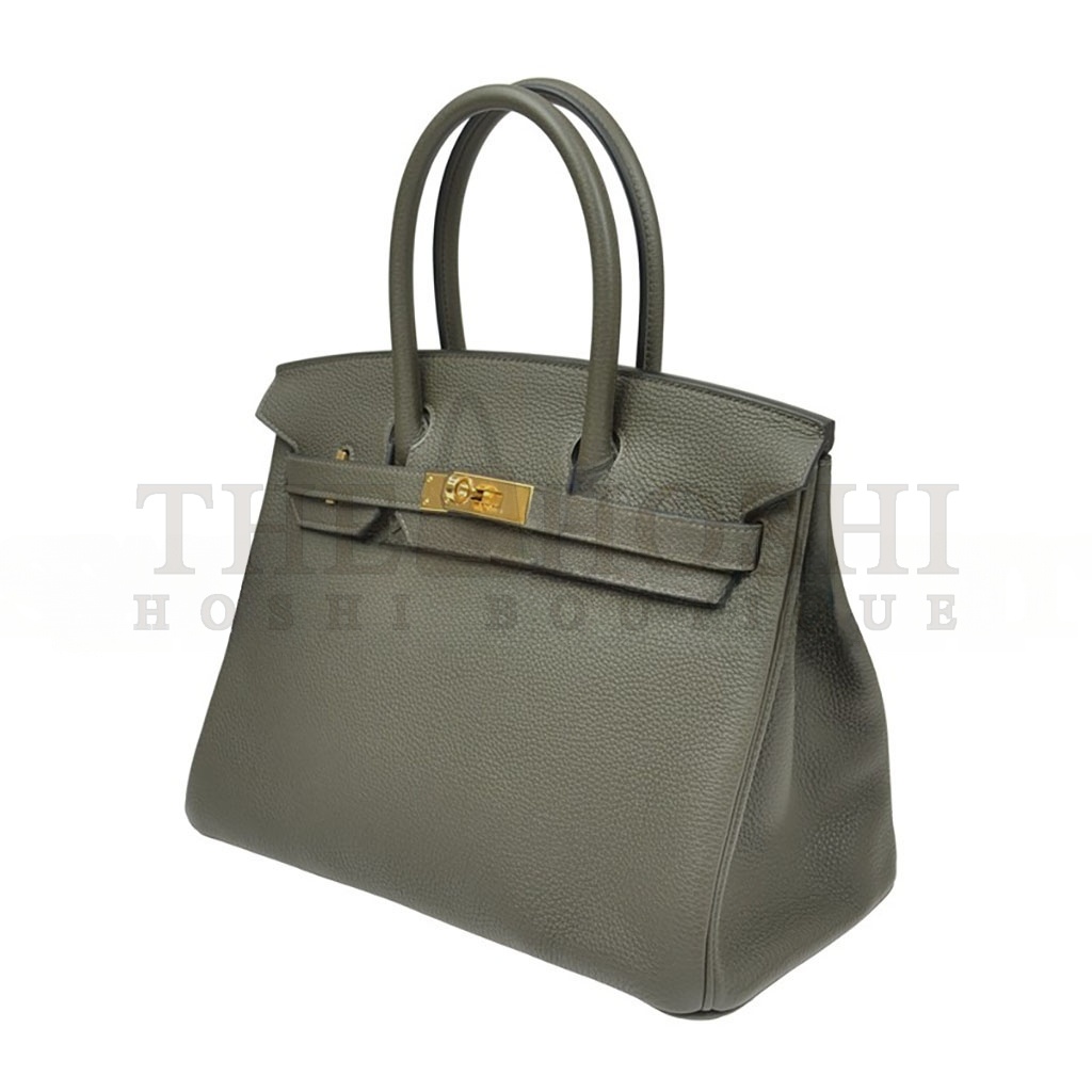 H**me5 BIRKIN 30 TOGO LEATHER ALMOND GREEN GOLD BUCKLE HANDBAG BK30C6TGGP (30*23*15cm) Master Quality